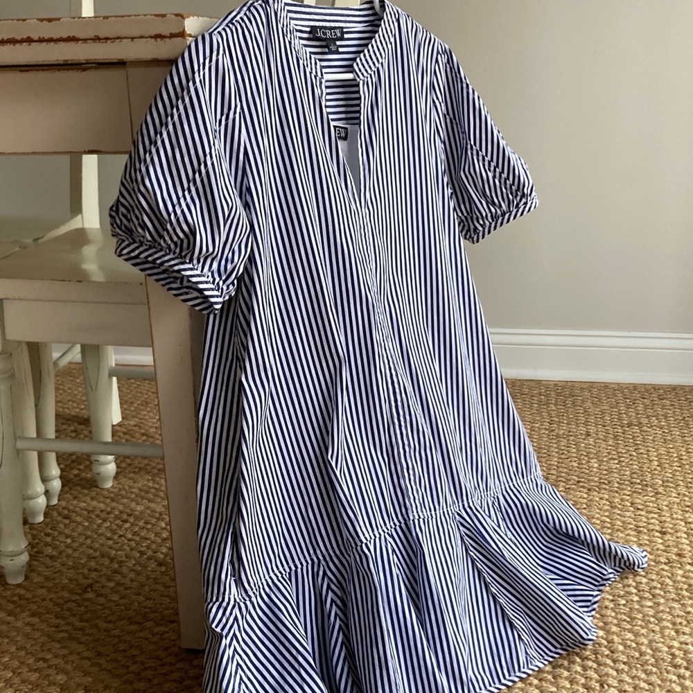 J Crew Delilah Dress in Striped Cotton Poplin. Size Small - Picture 2 of 15